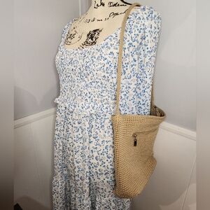 The Sak Nude Camel Khaki Crocheted Shoulder Bag